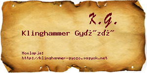 Klinghammer Győző névjegykártya